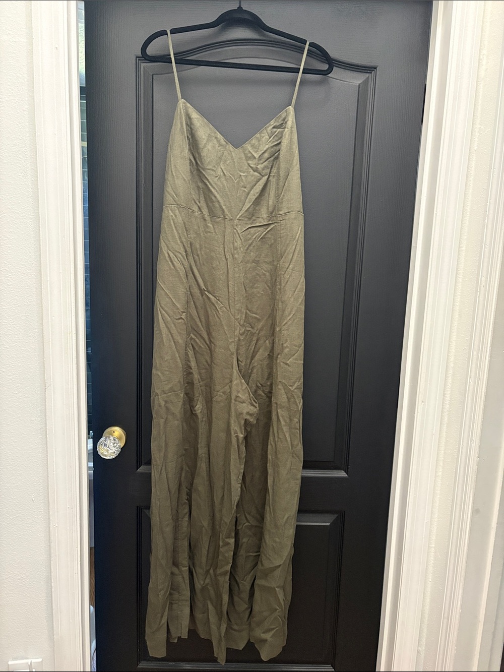 Express Olive Green Slip Jumpsuit with Spaghetti Straps